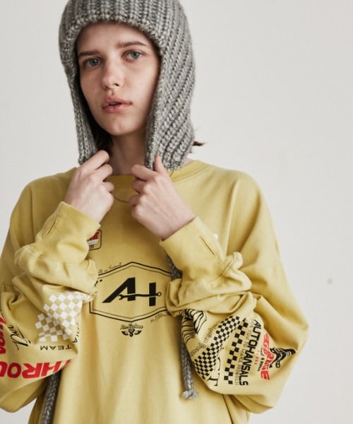 Auntie Rosa Holiday(アンティローザホリデー)の「サムホール付きレーシングロゴロンTEE(Tシャツ/カットソー・レディース・チャコールグレー/オフホワイト/イエロー・FREE)」の15枚目の写真