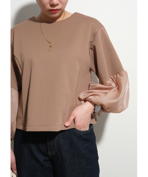 palm RICHE(ポームリシュ)の「キラキラボリューム袖TOPS(シャツ/ブラウス・レディース・ベージュ/ブラック・M)」の19枚目の写真