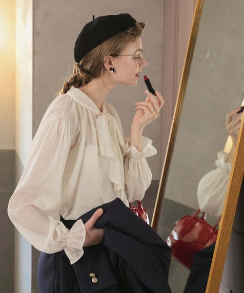 セール】【BONLECILL noir】ラメシフォンキャンディースリーブビッグ