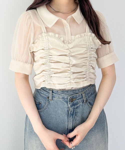 Heather(ヘザー)の「フリルビスチェSETブラウス 135056(シャツ/ブラウス・レディース・イエロー/オフホワイト/ブラック・FREE)」の11枚目の写真