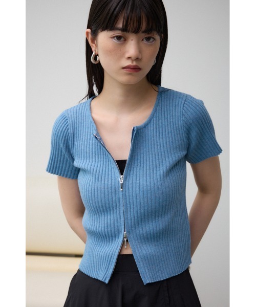 AZUL by moussy（アズールバイマウジー）の「Wジップショートスリーブプルオーバー（カーディガン/ボレロ・レディース・レッド/オフホワイト/ブルー/グレー/ブラック・FREE）」の6枚目の写真