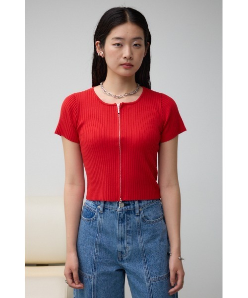 AZUL by moussy（アズールバイマウジー）の「Wジップショートスリーブプルオーバー（カーディガン/ボレロ・レディース・レッド/オフホワイト/ブルー/グレー/ブラック・FREE）」の13枚目の写真