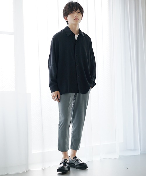 MinoriTY(マイノリティ)の「【MinoriTY】さらモチとろみ素材スマートアンクルスラックス テーパードパンツ メンズ チノパン フォーマル ワイドパンツ 夏服(チノパンツ・メンズ・ストライプ/グレー/チェック/ブラック/ラベンダー・L/M/S)」の13枚目の写真