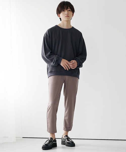 MinoriTY】さらモチとろみ素材スマートアンクルスラックス テーパード