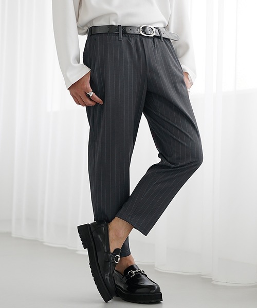 MinoriTY】さらモチとろみ素材スマートアンクルスラックス テーパード