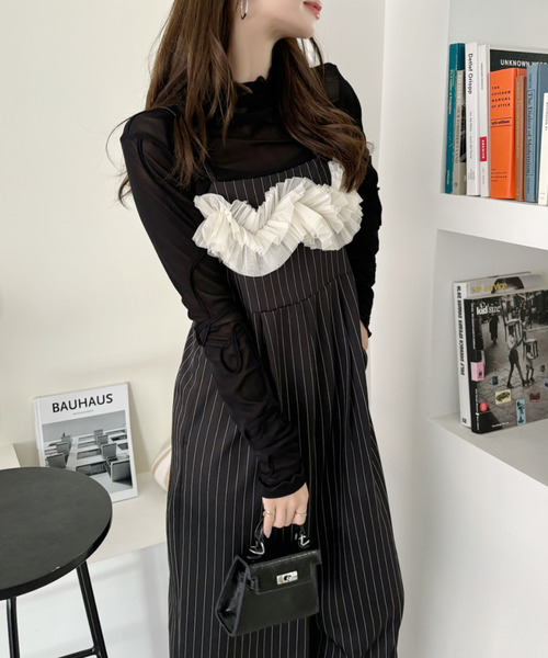 新品タグ付き♡PLUS OTO.HA フリルキャミ　サロペット　オールインワン オールインワン フリルキャミオールインワン レディース