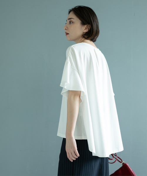 OPAQUE.CLIP（オペークドットクリップ）の「◆フリルスリーブカットソー【洗濯機洗い可】（Tシャツ/カットソー・レディース・ブラック/ライトベージュ/パープル系/ホワイト・38/40/42）」の10枚目の写真