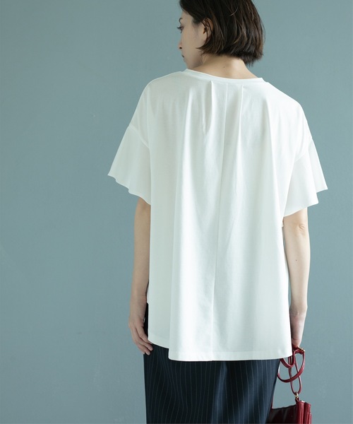 OPAQUE.CLIP（オペークドットクリップ）の「◆フリルスリーブカットソー【洗濯機洗い可】（Tシャツ/カットソー・レディース・ブラック/ライトベージュ/パープル系/ホワイト・38/40/42）」の8枚目の写真