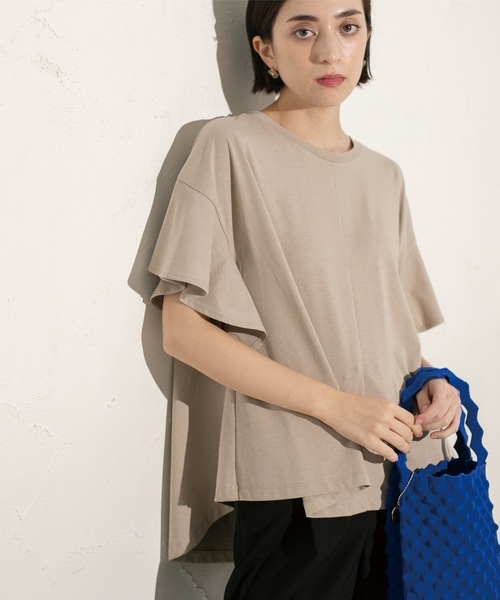 OPAQUE.CLIP（オペークドットクリップ）の「◆フリルスリーブカットソー【洗濯機洗い可】（Tシャツ/カットソー・レディース・ブラック/ライトベージュ/パープル系/ホワイト・38/40/42）」の22枚目の写真