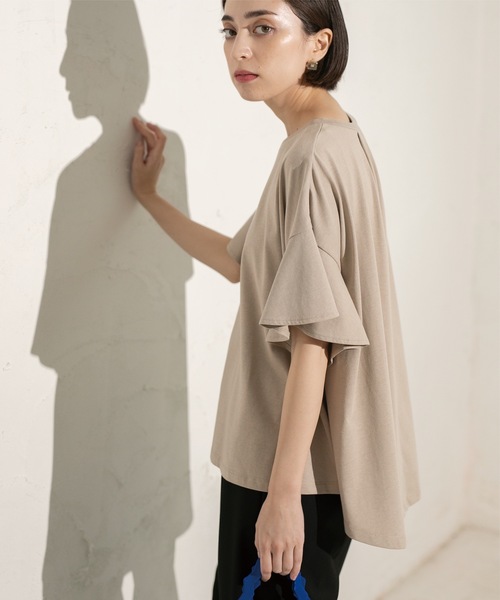 OPAQUE.CLIP（オペークドットクリップ）の「◆フリルスリーブカットソー【洗濯機洗い可】（Tシャツ/カットソー・レディース・ブラック/ライトベージュ/パープル系/ホワイト・38/40/42）」の20枚目の写真