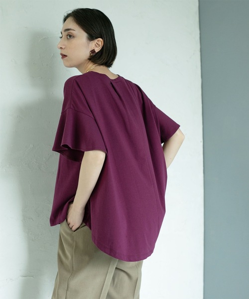 OPAQUE.CLIP（オペークドットクリップ）の「◆フリルスリーブカットソー【洗濯機洗い可】（Tシャツ/カットソー・レディース・ブラック/ライトベージュ/パープル系/ホワイト・38/40/42）」の13枚目の写真