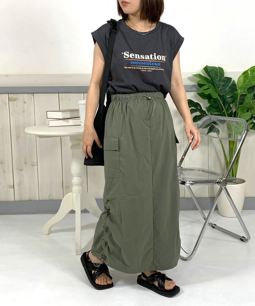 CRB(シーアールビー)の「ロゴフレンチスリーブTシャツ(Tシャツ/カットソー・レディース・ベージュ/オフホワイト/チャコール・F)」の11枚目の写真