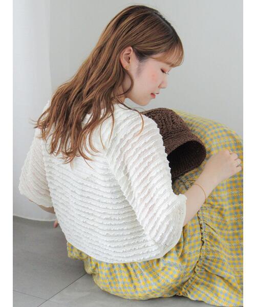 ehka sopo（エヘカソポ）の「フリルカットカーディガン（カーディガン/ボレロ・レディース・ブラック/サックスブルー/グリーン/キナリ・F）」の7枚目の写真