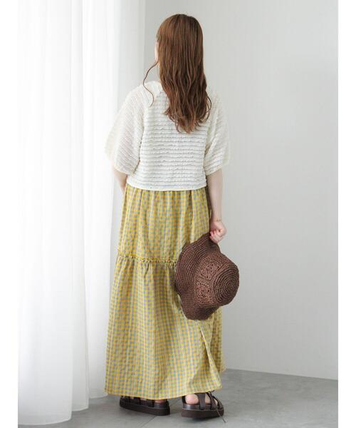 ehka sopo（エヘカソポ）の「フリルカットカーディガン（カーディガン/ボレロ・レディース・ブラック/サックスブルー/グリーン/キナリ・F）」の12枚目の写真