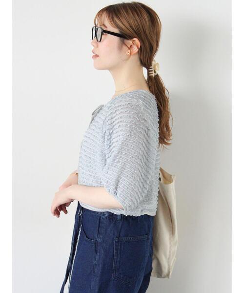 ehka sopo（エヘカソポ）の「フリルカットカーディガン（カーディガン/ボレロ・レディース・ブラック/サックスブルー/グリーン/キナリ・F）」の14枚目の写真