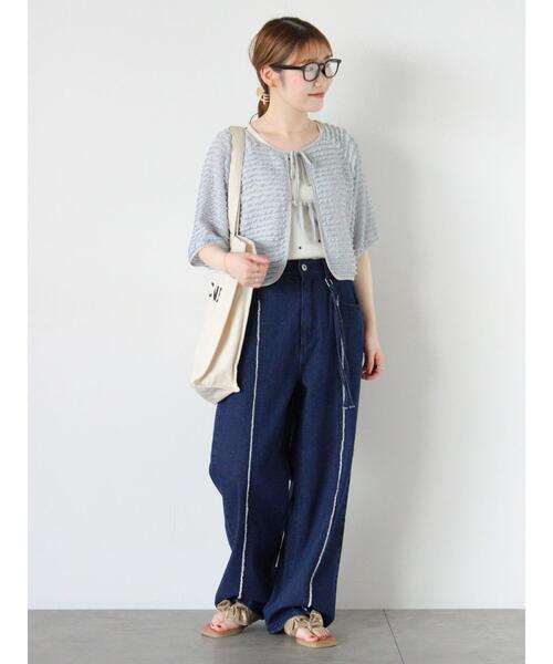 ehka sopo（エヘカソポ）の「フリルカットカーディガン（カーディガン/ボレロ・レディース・ブラック/サックスブルー/グリーン/キナリ・F）」の16枚目の写真