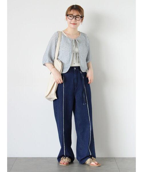 ehka sopo（エヘカソポ）の「フリルカットカーディガン（カーディガン/ボレロ・レディース・ブラック/サックスブルー/グリーン/キナリ・F）」の17枚目の写真