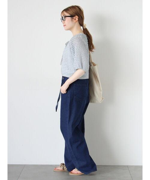 ehka sopo（エヘカソポ）の「フリルカットカーディガン（カーディガン/ボレロ・レディース・ブラック/サックスブルー/グリーン/キナリ・F）」の18枚目の写真