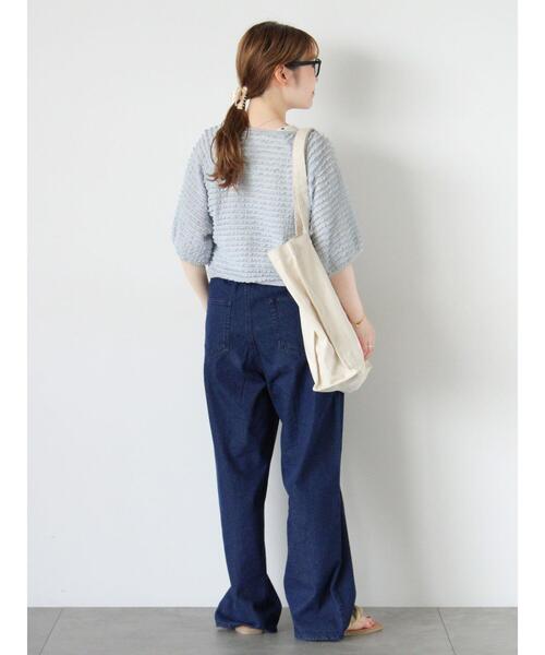 ehka sopo（エヘカソポ）の「フリルカットカーディガン（カーディガン/ボレロ・レディース・ブラック/サックスブルー/グリーン/キナリ・F）」の19枚目の写真