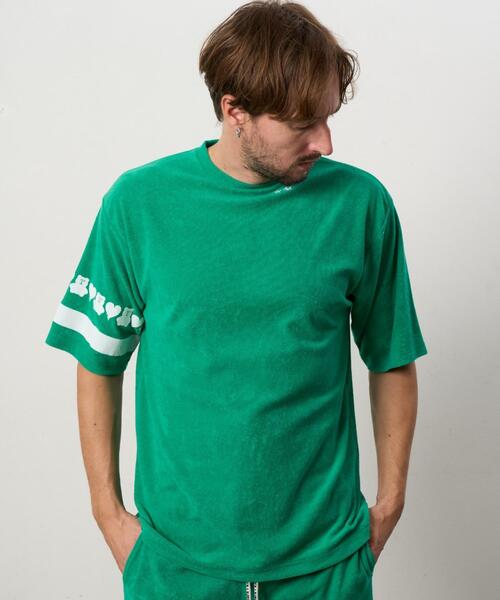ROYAL FLASH(ロイヤルフラッシュ)の「STUD MUFFIN/スタッドマフィン/TCパイル ベアハートボーダーフロッキープリント Tシャツ(Tシャツ/カットソー・メンズ・ホワイト/モスグリーン/グレー系その他6/ブラック・2/3/4)」の4枚目の写真