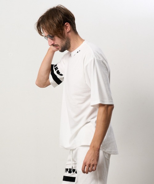 ROYAL FLASH（ロイヤルフラッシュ）の「STUD MUFFIN/スタッドマフィン/TCパイル ベアハートボーダーフロッキープリント Tシャツ（Tシャツ/カットソー・メンズ・グレー系その他6/ホワイト/モスグリーン/ブラック・2/3/4）」の13枚目の写真