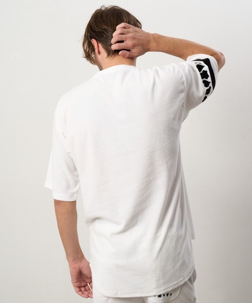 ROYAL FLASH（ロイヤルフラッシュ）の「STUD MUFFIN/スタッドマフィン/TCパイル ベアハートボーダーフロッキープリント Tシャツ（Tシャツ/カットソー・メンズ・グレー系その他6/ホワイト/モスグリーン/ブラック・2/3/4）」の14枚目の写真