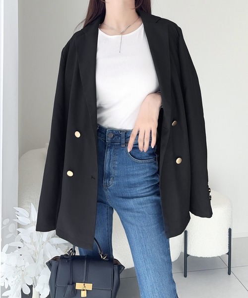 mily bilet(ミウィビレット)の「【mily bilet】大人上品スタイル。裾スライドファスナー金ボタン使いテーラードジャケット(テーラードジャケット・レディース・ベージュ/ブラック・LARGE/MEDIUM/SMALL/X-LARGE)」の6枚目の写真