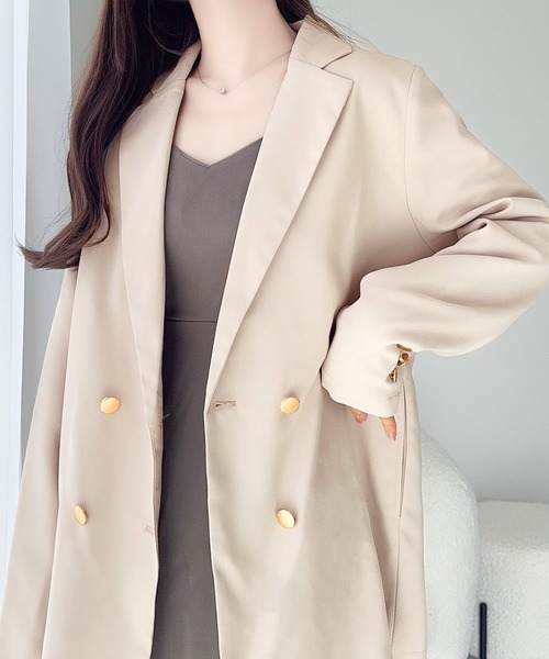 mily bilet(ミウィビレット)の「【mily bilet】大人上品スタイル。裾スライドファスナー金ボタン使いテーラードジャケット(テーラードジャケット・レディース・ベージュ/ブラック・LARGE/MEDIUM/SMALL/X-LARGE)」の8枚目の写真