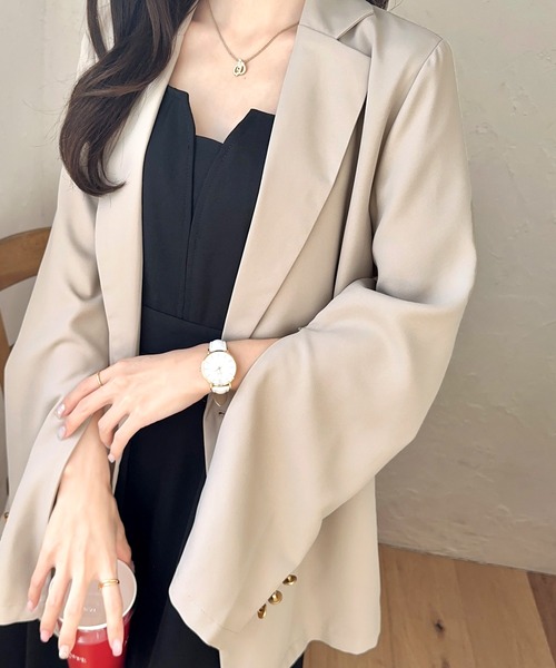 mily bilet(ミウィビレット)の「【mily bilet】大人上品スタイル。裾スライドファスナー金ボタン使いテーラードジャケット(テーラードジャケット・レディース・ベージュ/ブラック・LARGE/MEDIUM/SMALL/X-LARGE)」の21枚目の写真