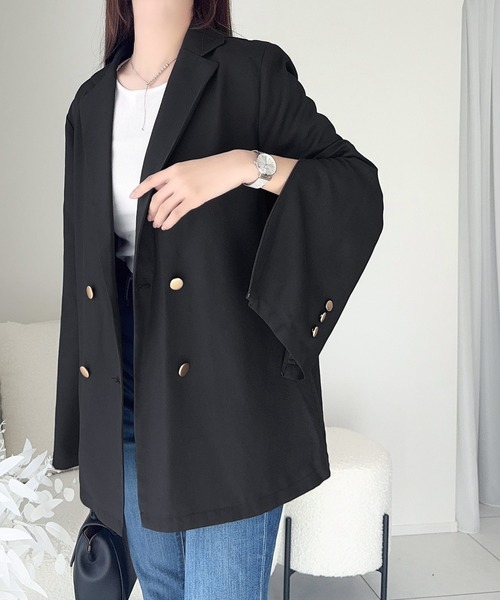 mily bilet(ミウィビレット)の「【mily bilet】大人上品スタイル。裾スライドファスナー金ボタン使いテーラードジャケット(テーラードジャケット・レディース・ベージュ/ブラック・LARGE/MEDIUM/SMALL/X-LARGE)」の13枚目の写真