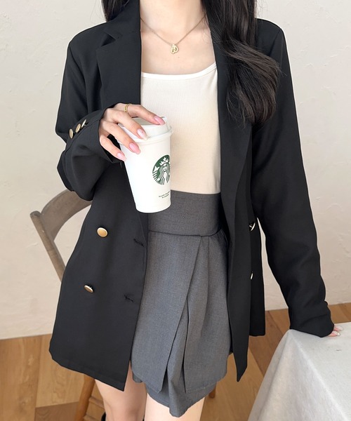 mily bilet(ミウィビレット)の「【mily bilet】大人上品スタイル。裾スライドファスナー金ボタン使いテーラードジャケット(テーラードジャケット・レディース・ベージュ/ブラック・LARGE/MEDIUM/SMALL/X-LARGE)」の15枚目の写真