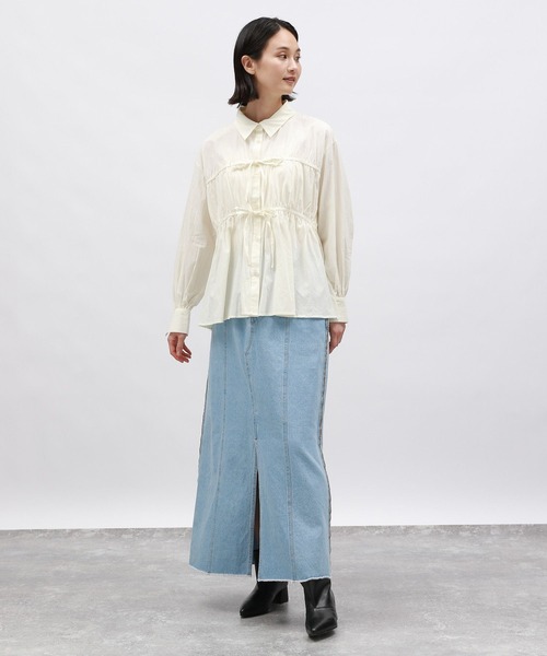 リー出品 セール】ギャザーリボンシャツ / 142589（シャツ/ブラウス