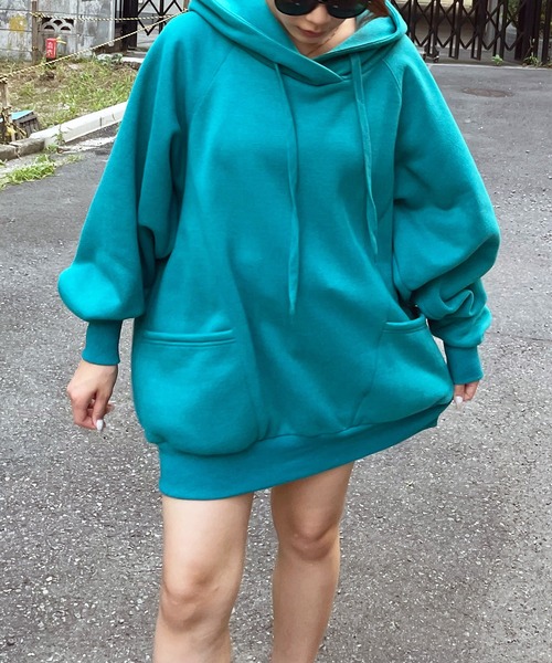 SPIRALGIRL(スパイラルガール)の「バックロゴドルマンパーカーワンピース(ワンピース・レディース・グリーン/ライトグレー/オレンジ/ブラック・FREE)」の7枚目の写真