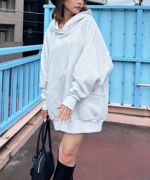 SPIRALGIRL(スパイラルガール)の「バックロゴドルマンパーカーワンピース(ワンピース・レディース・グリーン/ライトグレー/オレンジ/ブラック・FREE)」の9枚目の写真