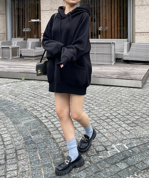 SPIRALGIRL(スパイラルガール)の「バックロゴドルマンパーカーワンピース(ワンピース・レディース・グリーン/ライトグレー/オレンジ/ブラック・FREE)」の18枚目の写真