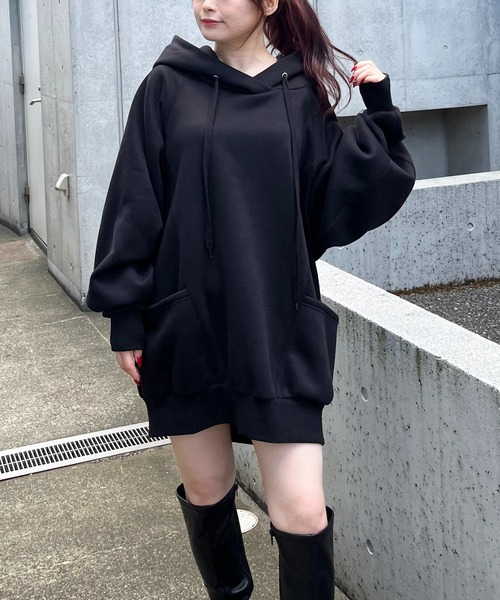 SPIRALGIRL(スパイラルガール)の「バックロゴドルマンパーカーワンピース(ワンピース・レディース・グリーン/ライトグレー/オレンジ/ブラック・FREE)」の20枚目の写真