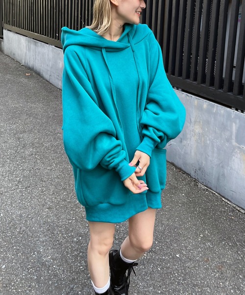 SPIRALGIRL(スパイラルガール)の「バックロゴドルマンパーカーワンピース(ワンピース・レディース・グリーン/ライトグレー/オレンジ/ブラック・FREE)」の22枚目の写真