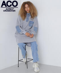 AVIREX（アヴィレックス）の「《CROSSOVER》DENIM COMBI ONEPIECE/デニムコンビワンピース（ワンピース・レディース）」