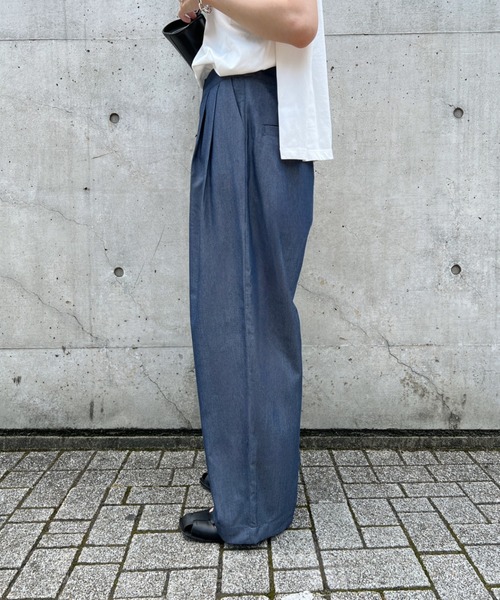 y/m（イム）の「デニムライクタックパンツ（スラックス・レディース・ネイビー・FREE）」の8枚目の写真