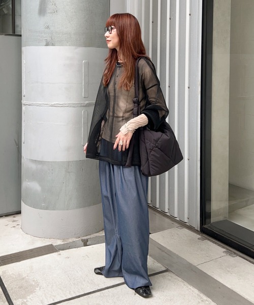 y/m（イム）の「デニムライクタックパンツ（スラックス・レディース・ネイビー・FREE）」の14枚目の写真