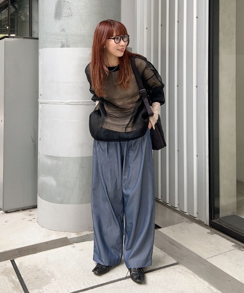 y/m（イム）の「デニムライクタックパンツ（スラックス・レディース・ネイビー・FREE）」の16枚目の写真