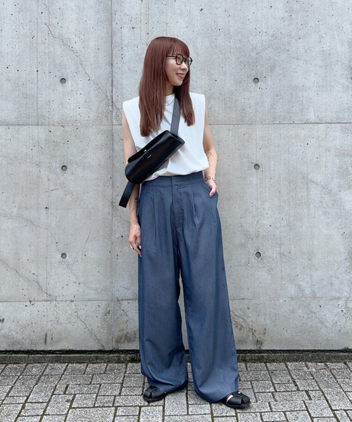 y/m（イム）の「デニムライクタックパンツ（スラックス・レディース・ネイビー・FREE）」の17枚目の写真