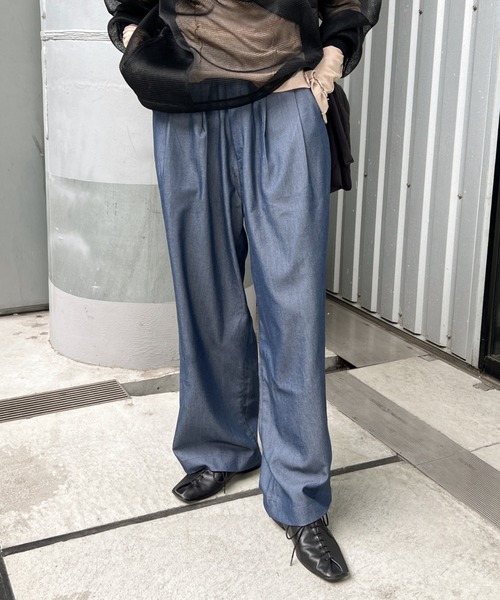 y/m（イム）の「デニムライクタックパンツ（スラックス・レディース・ネイビー・FREE）」の18枚目の写真