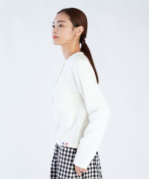 agnes b.(アニエスベー)の「オーガニックコットン メルトン 長袖 カーディガンプレッション "Le Classique"(カーディガン/ボレロ・レディース・ホワイト系その他・3/2/1)」の4枚目の写真