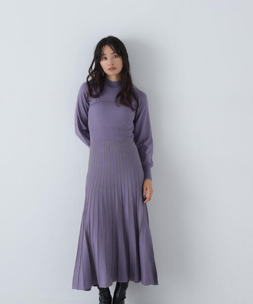 NATURAL BEAUTY BASIC(ナチュラルビューティーベーシック)の「◇ビスチェ切替バイカラーニットワンピース(ワンピース・レディース・ラベンダー/ベージュ/ブラック・MEDIUM)」の18枚目の写真