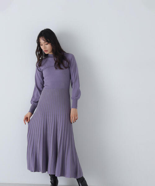 NATURAL BEAUTY BASIC(ナチュラルビューティーベーシック)の「◇ビスチェ切替バイカラーニットワンピース(ワンピース・レディース・ラベンダー/ベージュ/ブラック・MEDIUM)」の21枚目の写真