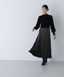 ◇ビスチェ切替バイカラーニットワンピース