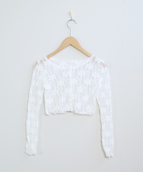 shopnikoniko(ショップニコニコ)の「フラワーレース ショート丈 カーディガン(カーディガン/ボレロ・レディース・ブラック/ホワイト・フリー)」の12枚目の写真