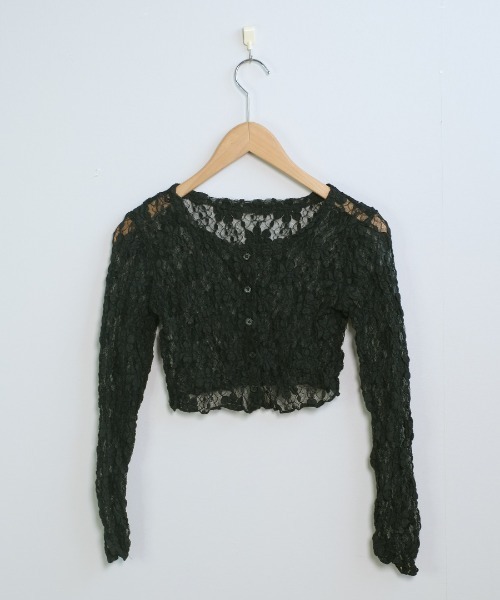 shopnikoniko(ショップニコニコ)の「フラワーレース ショート丈 カーディガン(カーディガン/ボレロ・レディース・ブラック/ホワイト・フリー)」の11枚目の写真
