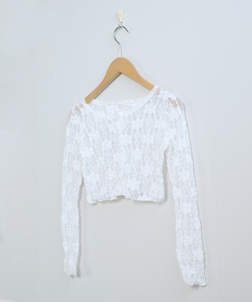 shopnikoniko(ショップニコニコ)の「フラワーレース ショート丈 カーディガン(カーディガン/ボレロ・レディース・ブラック/ホワイト・フリー)」の13枚目の写真